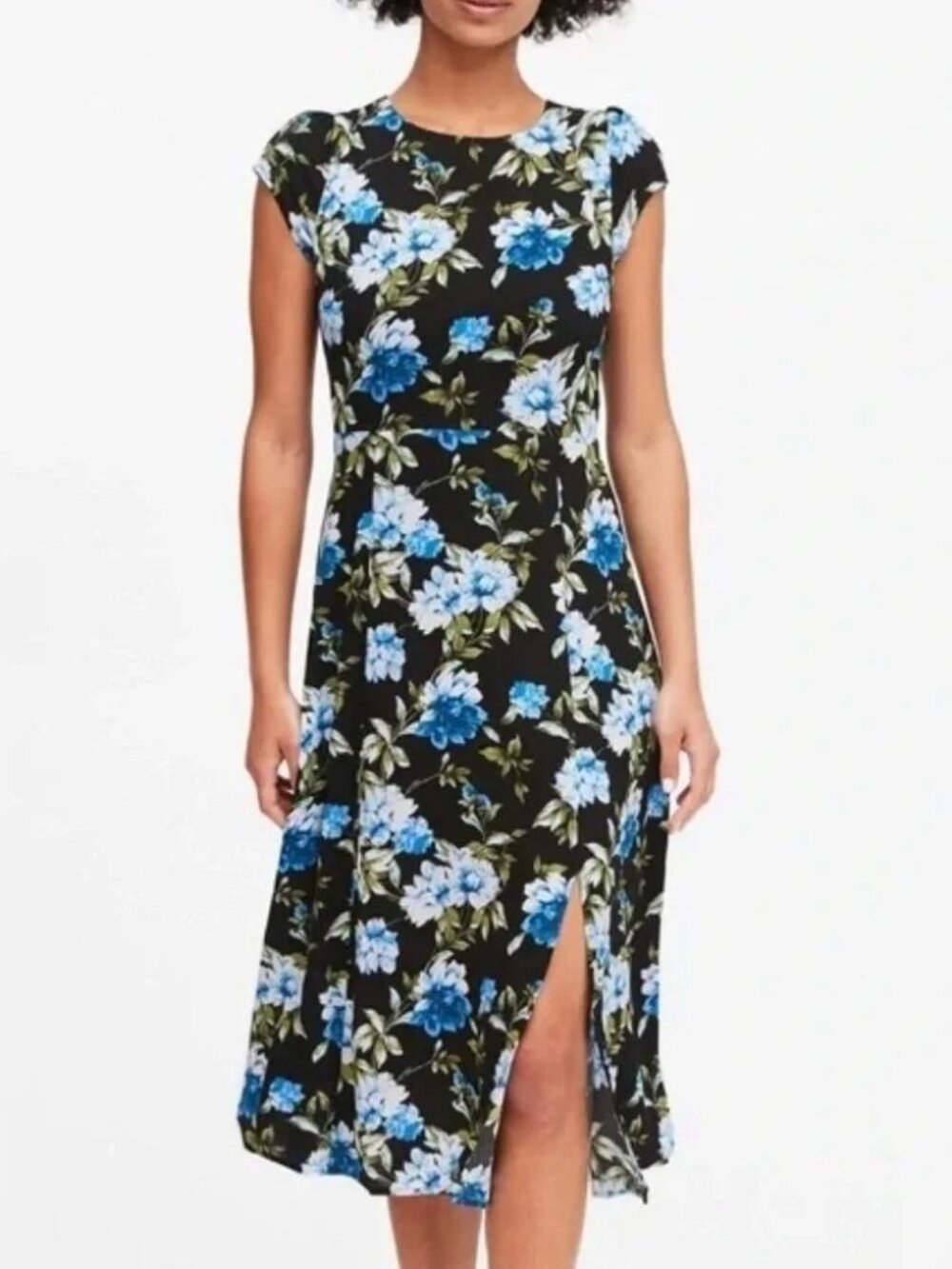 Banana Republic Ecovero Midi Dress Floral Print Cap Sleeve 6 #A3555